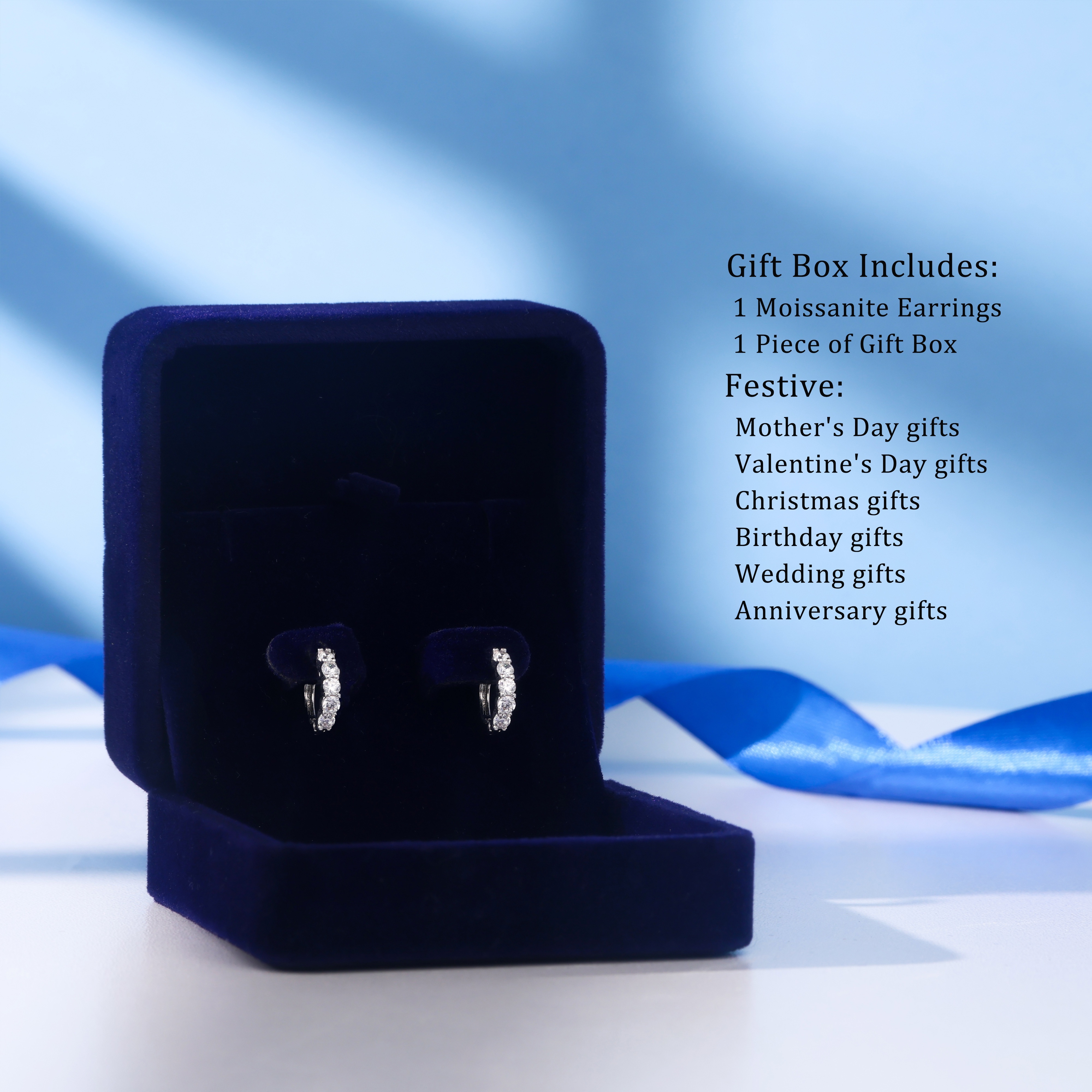   moissanite earrings in 925 sterling   with 5 moissanite for an anniversary birthday halloween or christmas holiday gift for your girlfriend wife friends or yourself Product details 7