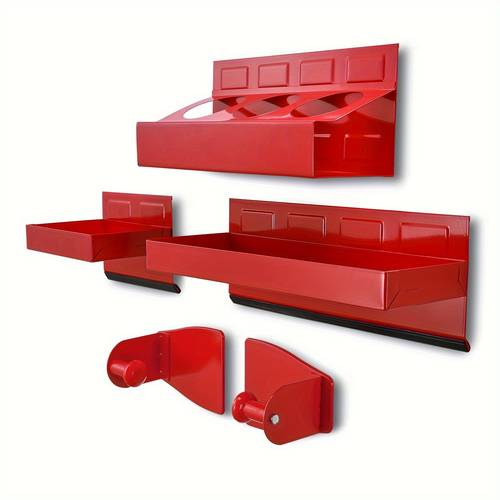 4pcs magnetic toolbox shelf spray holder tray paper towel holder red non magnetic tool parts storage trays for rolling toolboxes tool box cabinet side shelf storage van workshop tool box accessories for van workshop