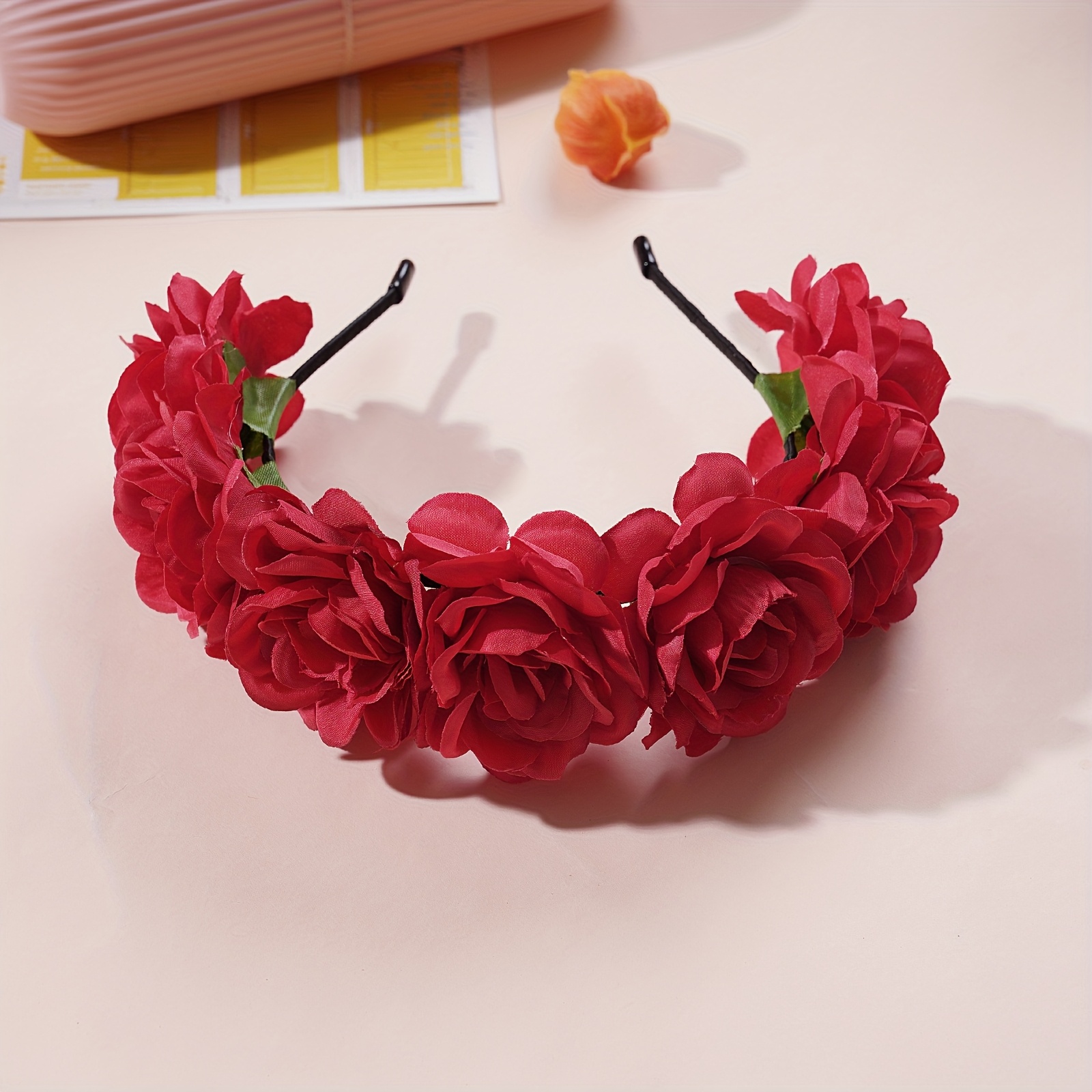TEMU Fascia per capelli a di peonie per fotografia di viaggio, cerchietto antiscivolo, accessorio a