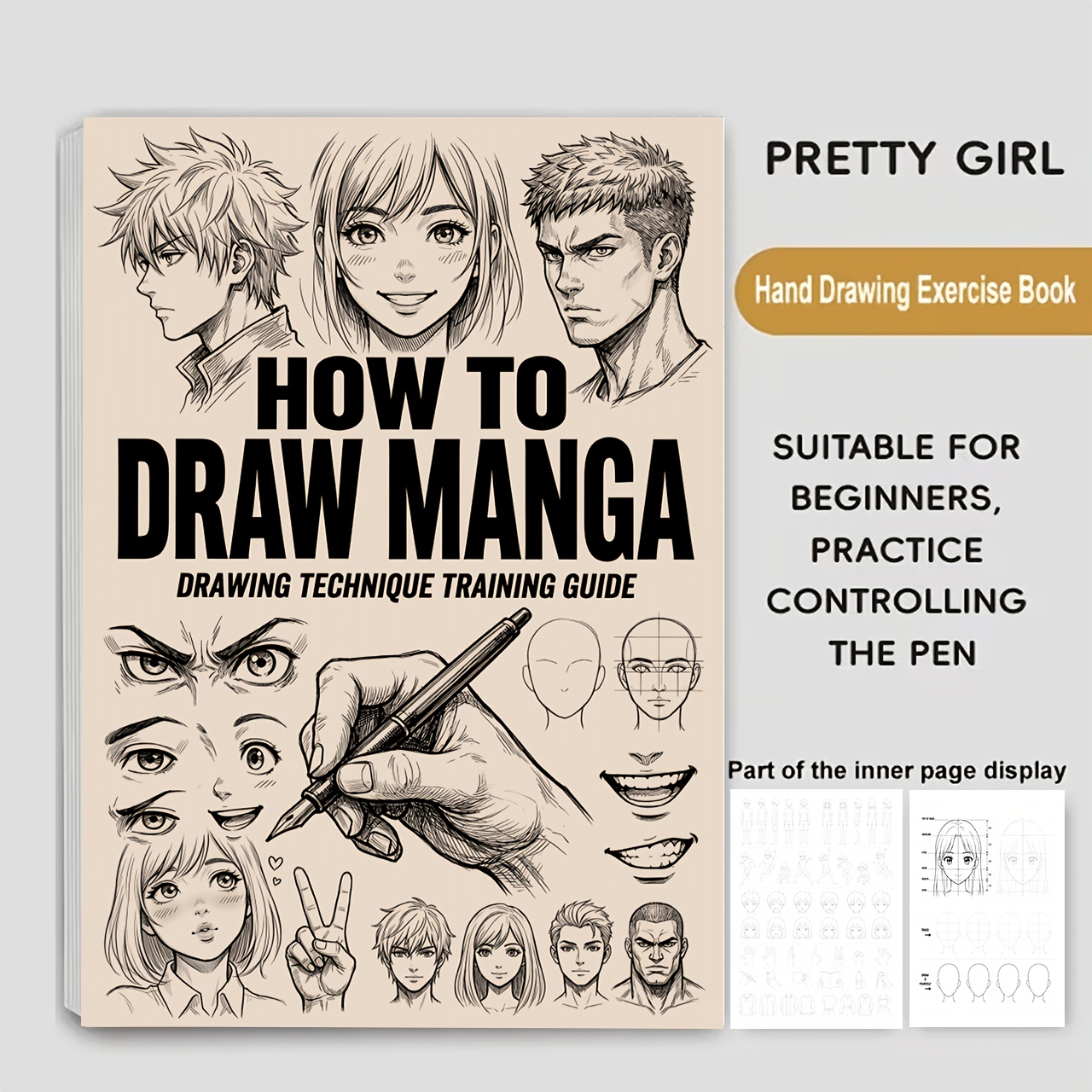 TEMU Comic Hand-drawing Beginner's Copying Tutorial Book: Breaking Down Basic Drawing Techniques For Faces, Facial Features, Hairstyles, And Hands.