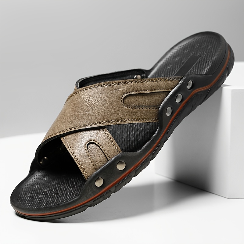 1 pair mens slippers fashionable slide sandals handmade  display picture 1