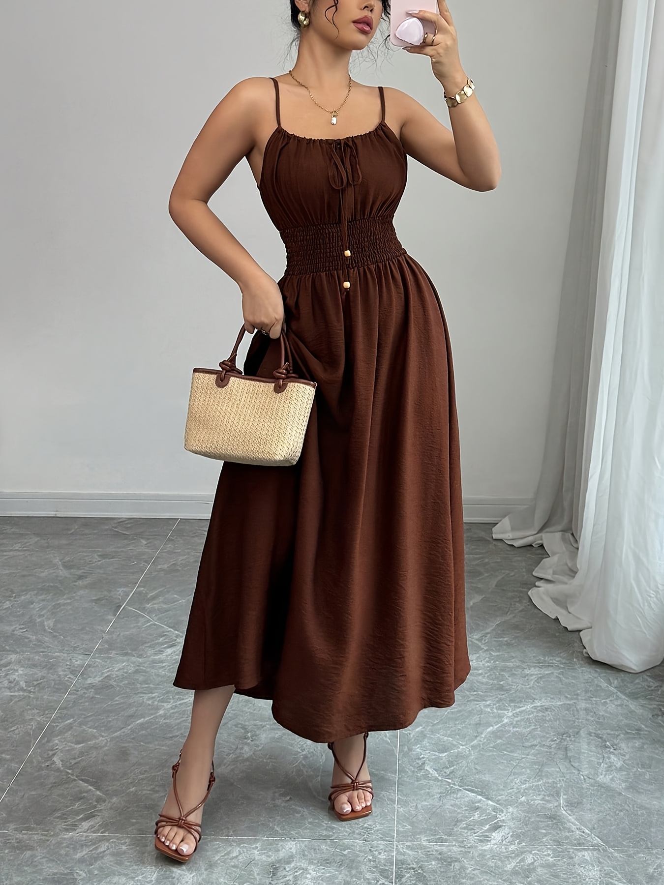 x5102 elegant womens solid color fit spaghetti strap - Temu Mauritius