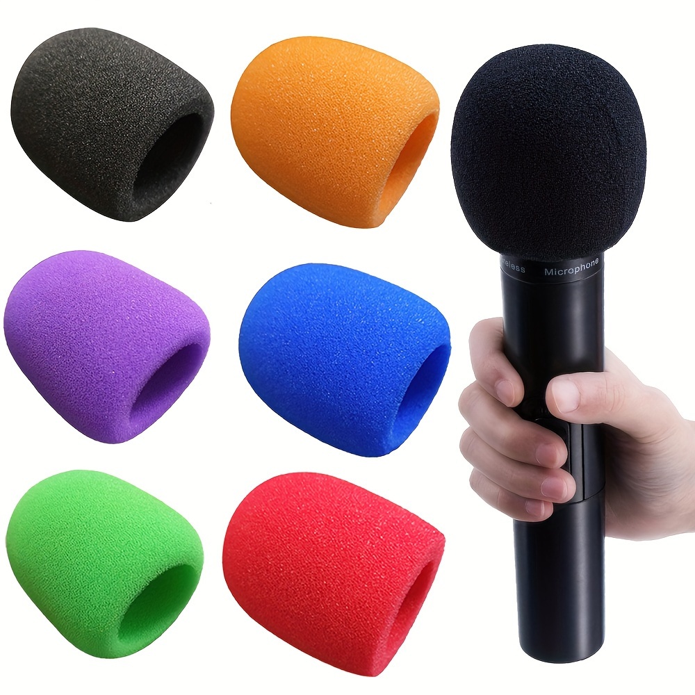 

6pcs/set Microphone Foam Cover Windscreen, Thick Black Windscreen Foam Cover Dust Cover For Handheld Stage Microphone For Clean Clear Sounding Eid Al-adha Mubarak