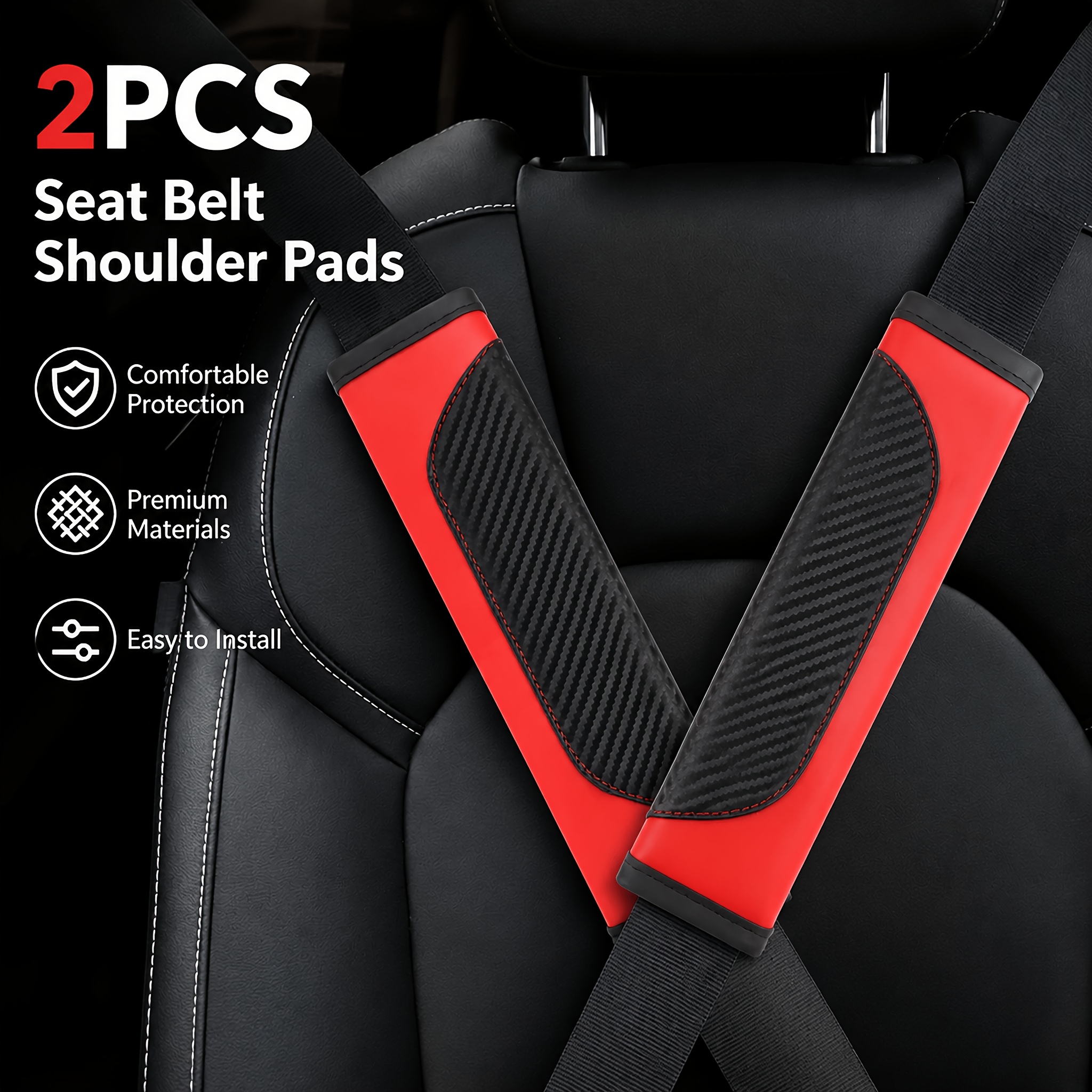 2pcs Car Seat Belt Shoulder Protectors Suitable For All Vehicle Models, Anti-chafing Devices For Seat Belt Protection & Backpack Harness Compatible For, , Outdoor Use