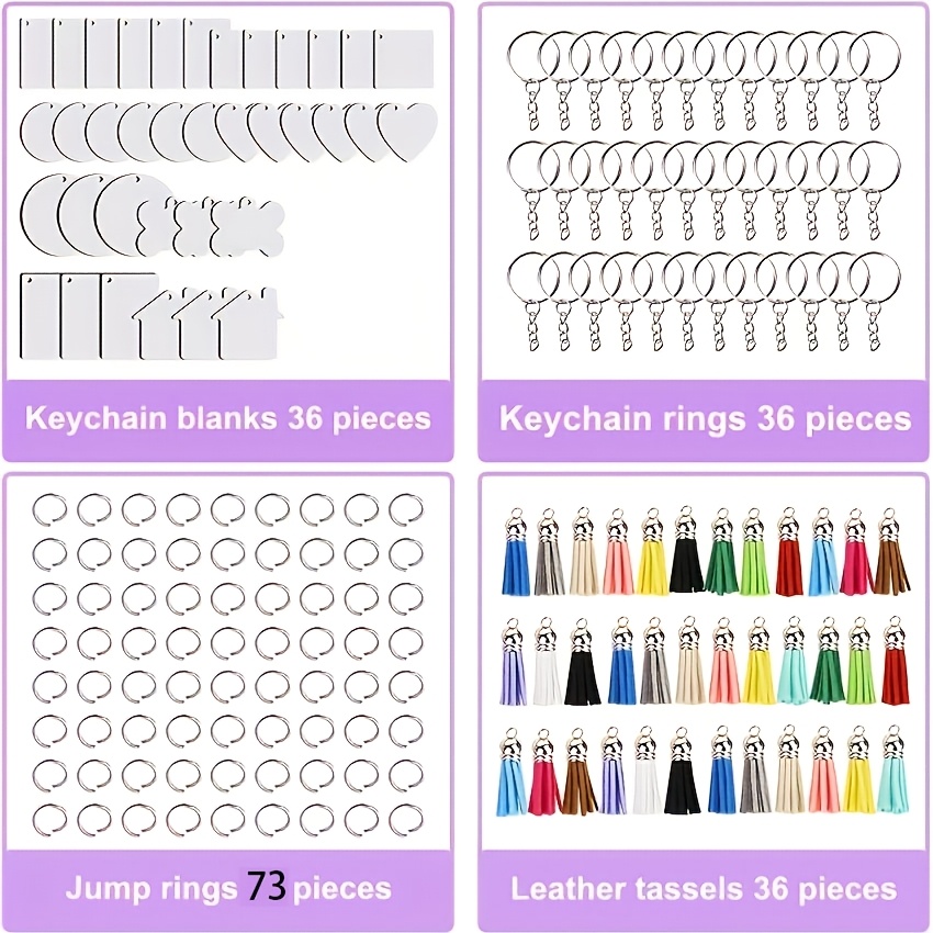 TEMU 181 Double-sided Heat Transfer Blank Keychains - Spring And Gift Set. Suitable For Backpacks, Diy Keychains, And Keyring Accessories