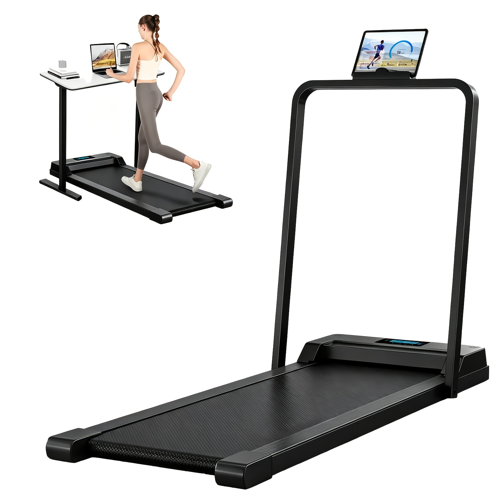3-In-1 Compact Electric Treadmill with Safety Handrail