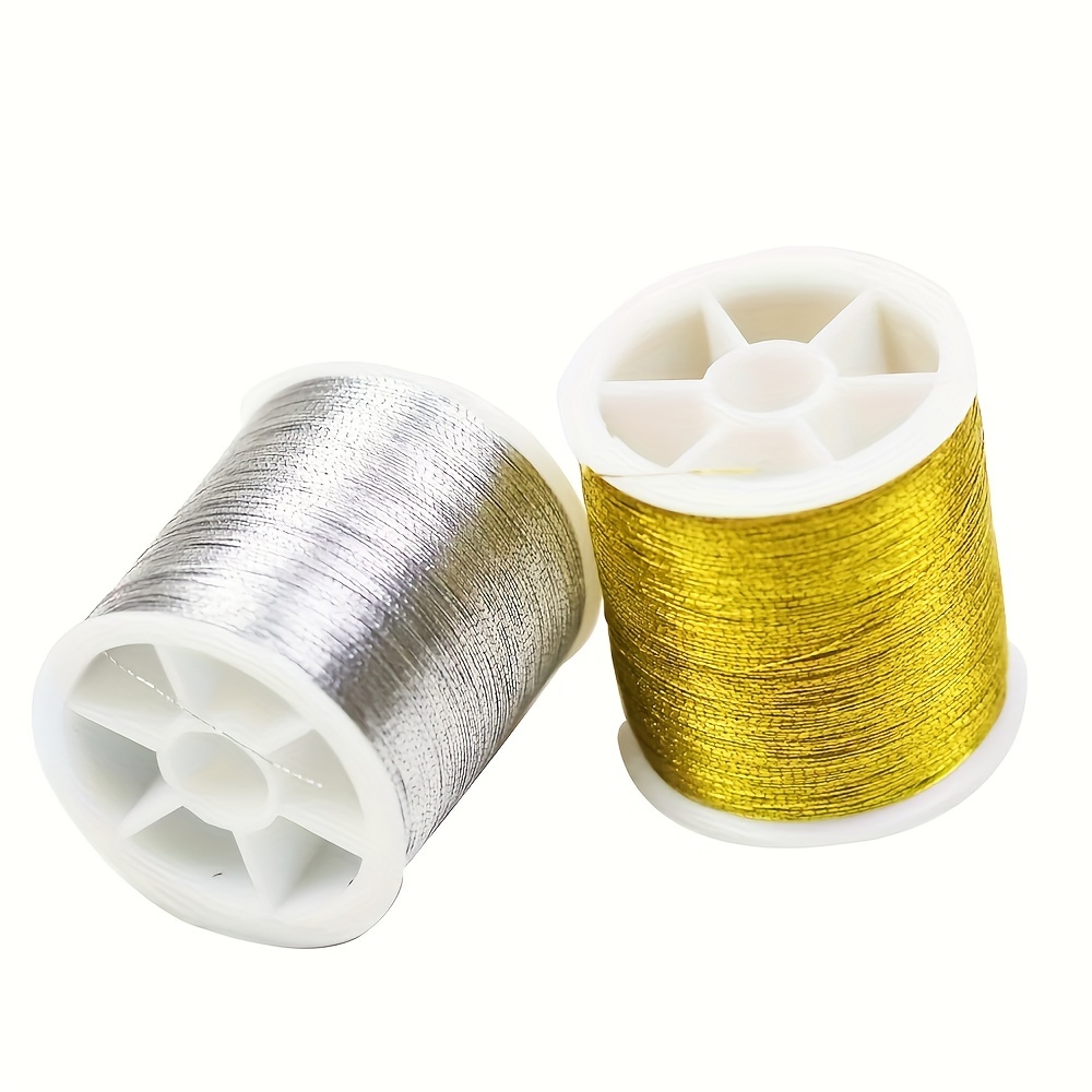 

Festive Golden And Silver Threads For Sewing And Embroidery - 100m/393in, 3.1cm/1.22in Spools