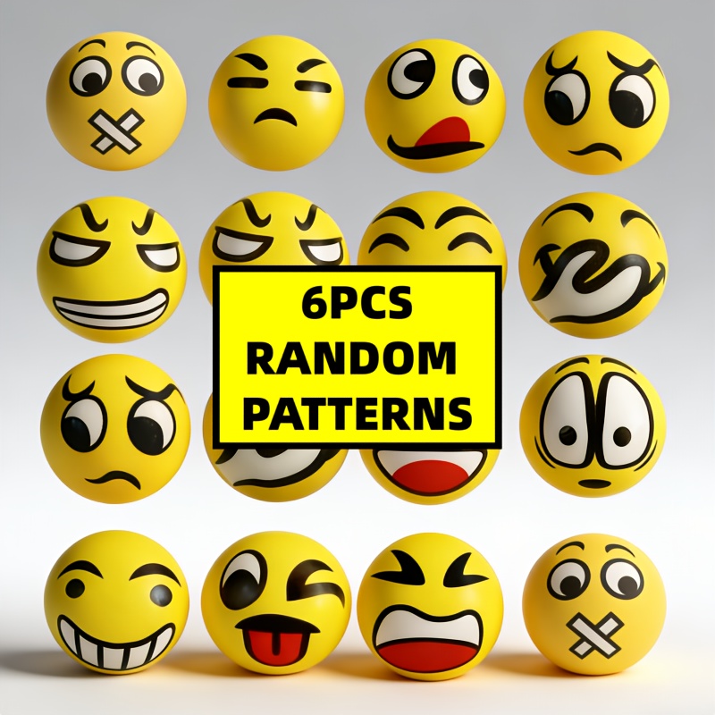 2/6 Pack Cartoon Face Pu Foam Squeeze Balls Soft Toys Kids Sensory Play Finger Wrist Exercise Assorted Balls Birthday Party Favors Christmas Stocking Stuffers Halloween Fillers Lumipie