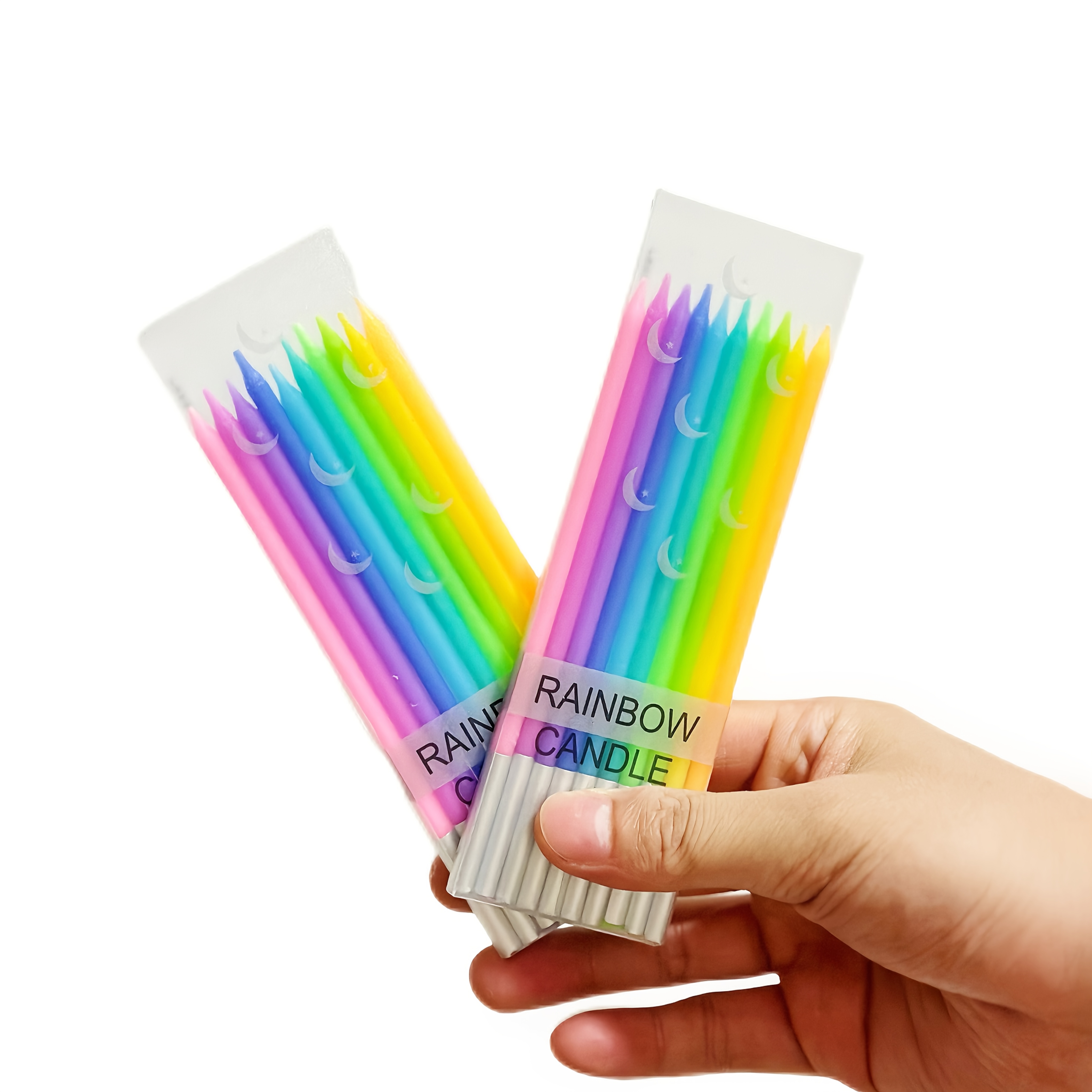 40 Bunte Geburtstagskerzen – Lange, Dünne Regenbogenkerzen Für Kuchen, Hochzeit, Party (je 14 Cm)