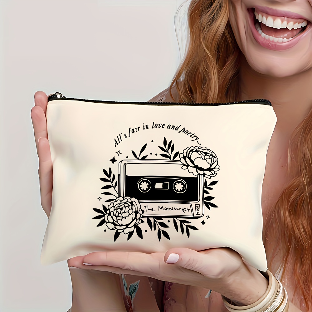 

All's Fair In Love And Poetry Lyrics Print Makeup Bag Zipper Bag, Cosmetic Travel Bag, Coin Purse Pencil Pouch, Stationery Supplies Bag, Multi-purpose Bag, For Swiftie