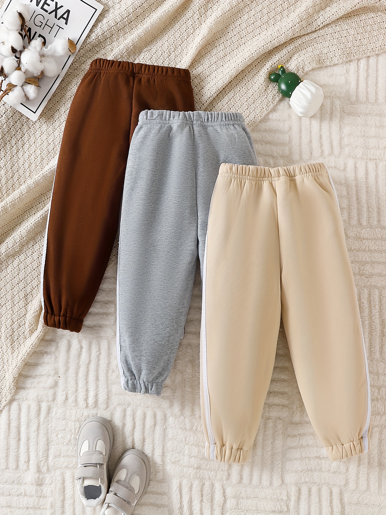 Girls' 3pcs Fleece-Lined Pants Set for Outdoor Activities