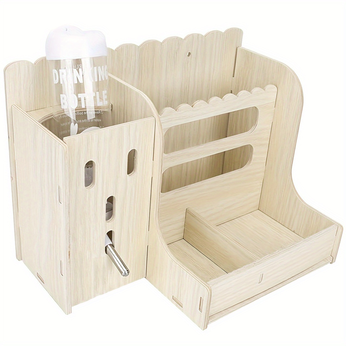 

4-in-1 Multi-functional Rabbit Hay Feeder, Wooden Hay Rack With Water Bottle Holder, , Food Dispenser, And Water Bowl For Rabbits, Guinea Pigs, And , Pet Supplies For Small Animals