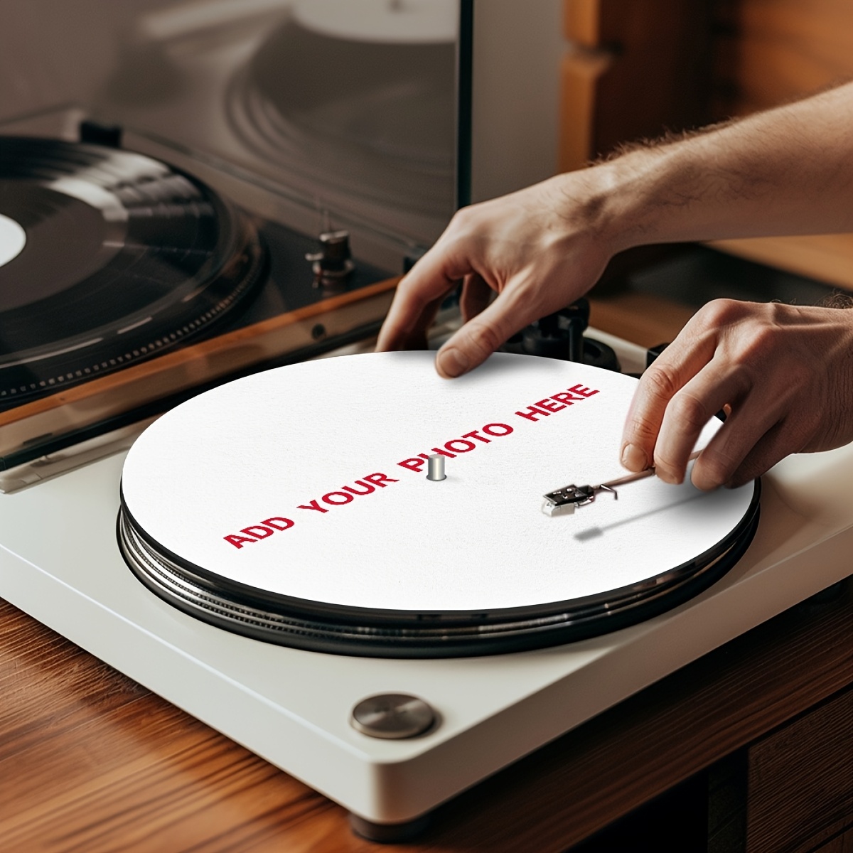 TEMU [picture Customised] 1pc Personalized Vinyl Record Turntable Mat - Custom , Rubber Base, Ideal Gift For , Holidays And Birthdays, Gift For Music