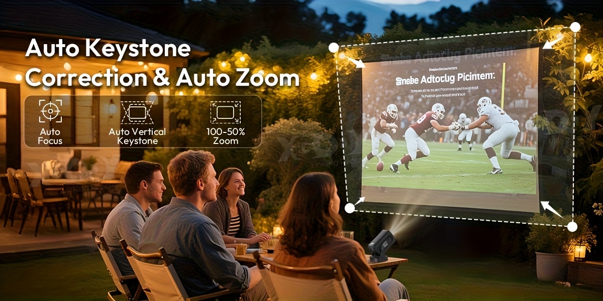 XGODY Gimbal 5 Pro Projecteur Intelligent 400ANSI Luminosité Natif 1920*1080P Support 4K Full HD 1080P Beamer avec Télécommande, Mise au Point Automatique & Correction Automatique du Trapèze WiFi 6 Sans Fil BT 5.2, Assistant Vocal Mini Cinéma Maison Projecteur APP Intégrée