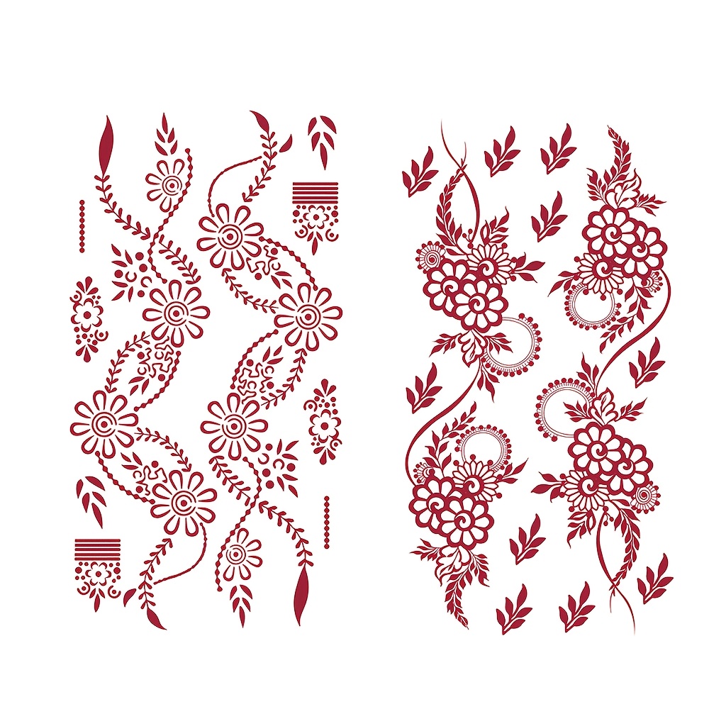 TEMU 2pcs For Lotus Flower Waterproof Temporary Tattoo Sticker Mandala Floral Vine Designs Body Art Arm Fake Tattoos Sleeve For Women Men Hand Wrist