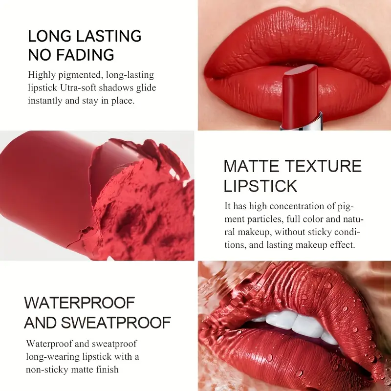 6-kleurig fluweelachtig matte lippenstift pen, waterdicht, langdurig, gemakkelijk aan te brengen, schuin uitlopende , draai-moisturizerende lippenkleur. details 2
