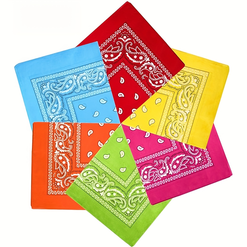 6pcs retro paisley bandanas for men women 22x22 inch polyester multicolor headbands wristbands   cycling and casual wear machine washable