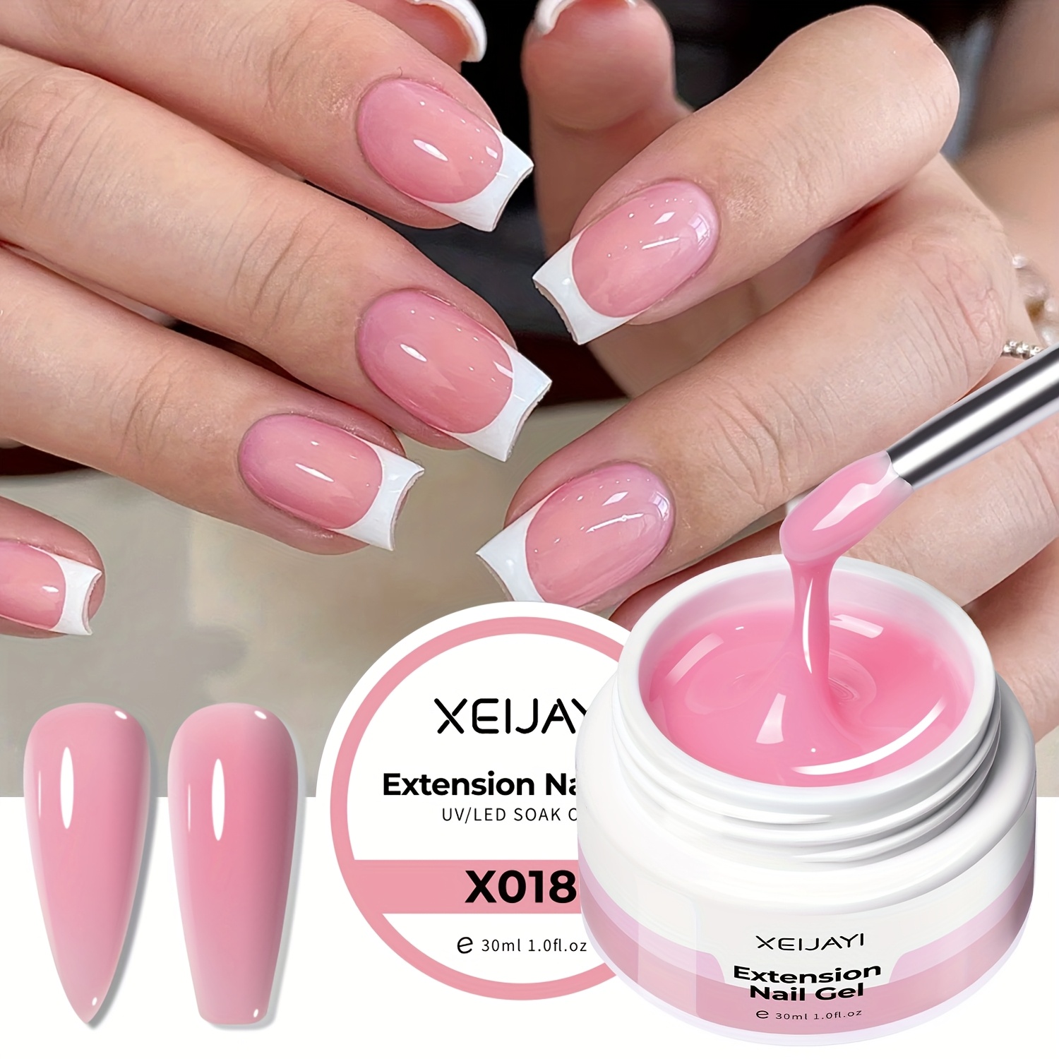 Image of 30ml Large White Jar Extension Gel X018 - New No-wash Extension Gel, For Extension, Strengthening, Shaping, Base Coat, , Nail Gel, , Nail-friendly, /led Compatible