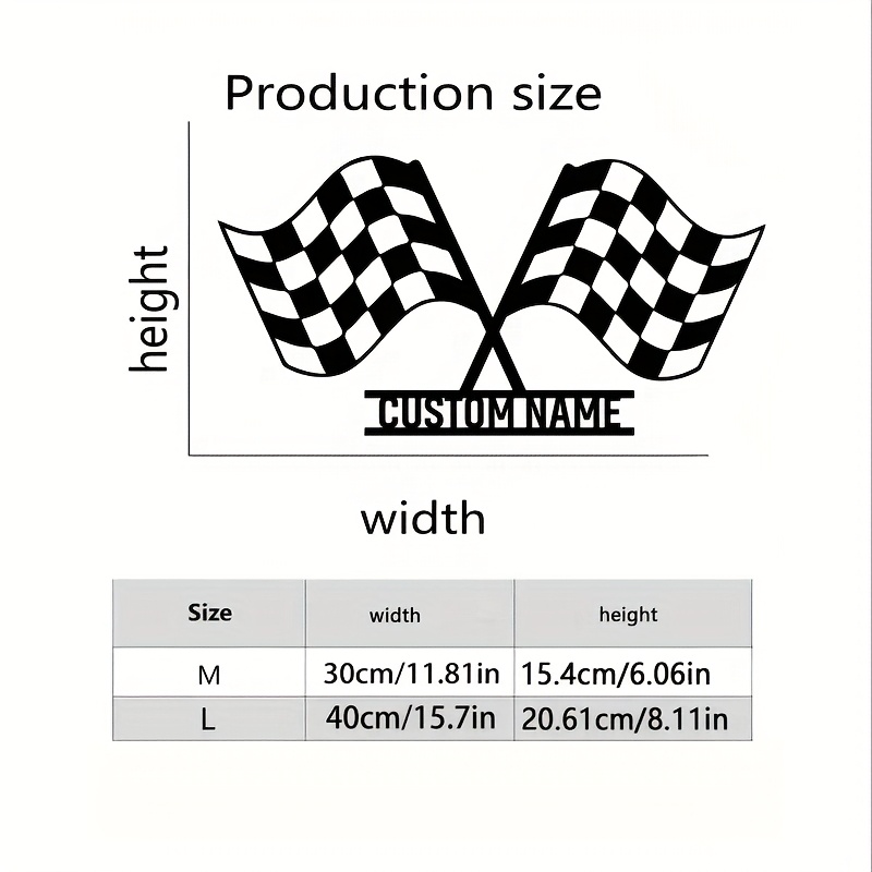 TEMU Customizable Racing Flag Iron Wall Art Plaque - Personalized Name, , Easy To Hang, Home, Garage & Outdoor Decor | Ideal Party And Holiday Gift