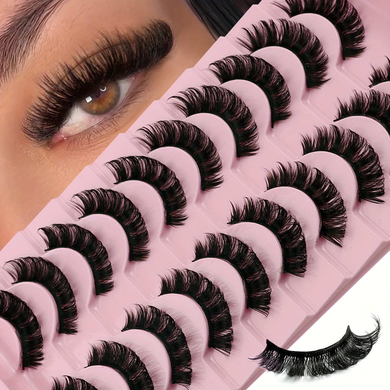 

Ichickiss 10 Pairs Soft & Lightweight False Eyelashes - Long, Curly, Thick, Skin-friendly, Reusable For Beginners - Perfect For Cosplay & Everyday Glam