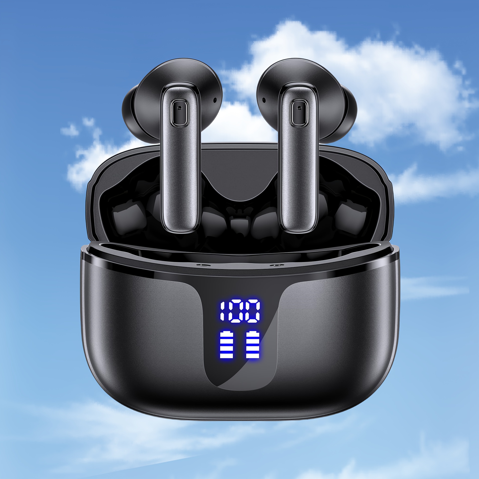

Wireless Earbuds Ear Buds 68h Playtime Headphones With Led Power Display Charging Case Deep Bass Earphone With Microphone Headset For Phone Tablet Tv Business Sport