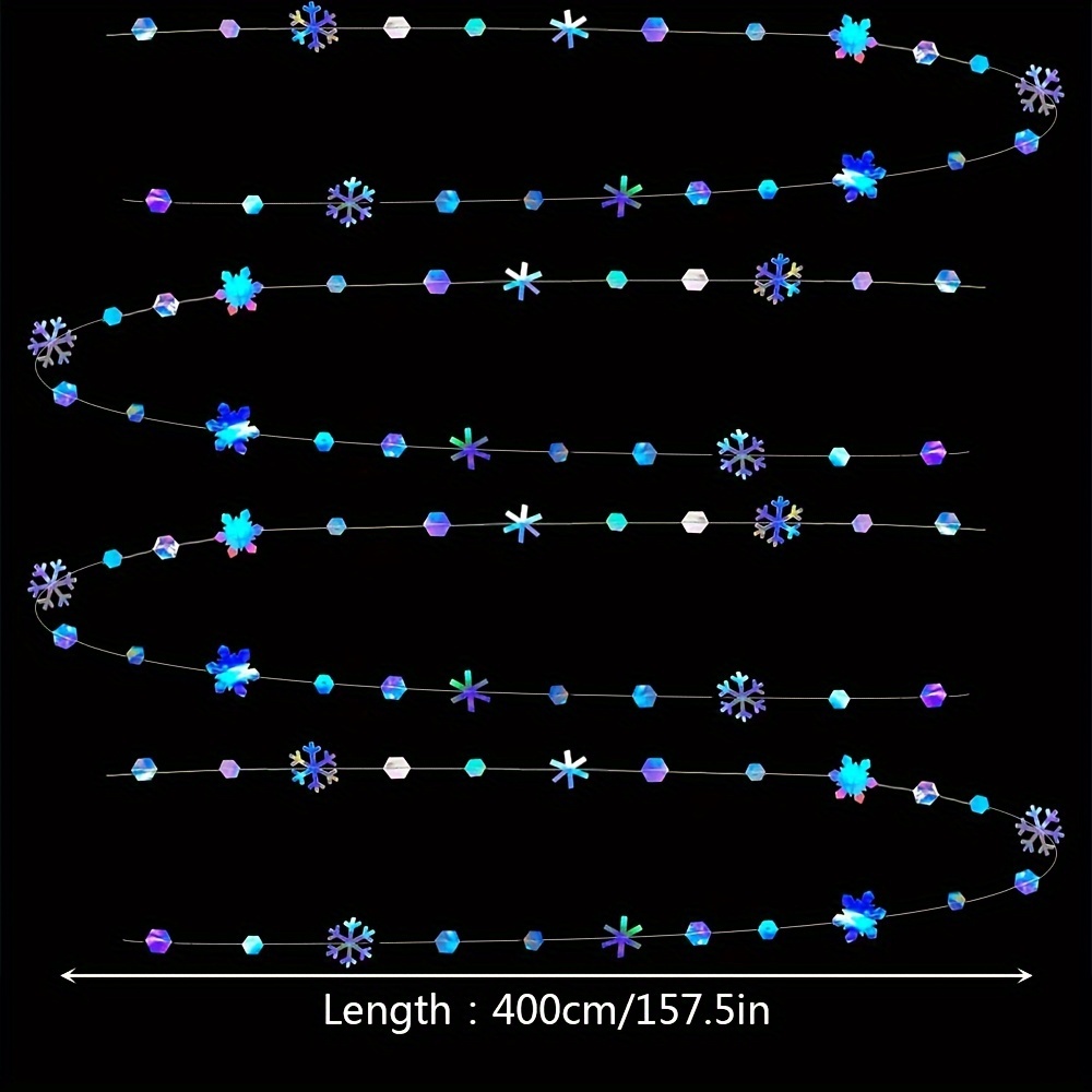 1pc And Snow Snowflower Garland, Rainbow Snowflower Wreath, Suitable For Christmas Ice And Snow Theme Decoration, Birthday Wedding Party Window Decoration Garland