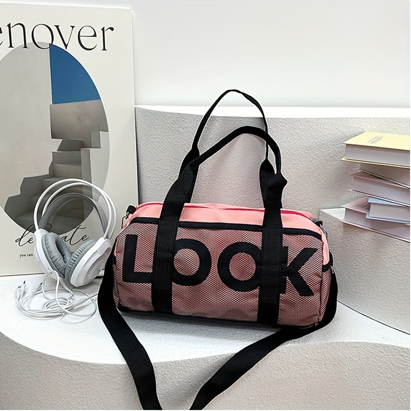 E-shop Große Kapazität Langlebige Nylon Sport-Reisetasche mit Schloss-Buchstabendruck - Reißverschluss, Ergonomische Schultergurte für Yoga, Fitness,