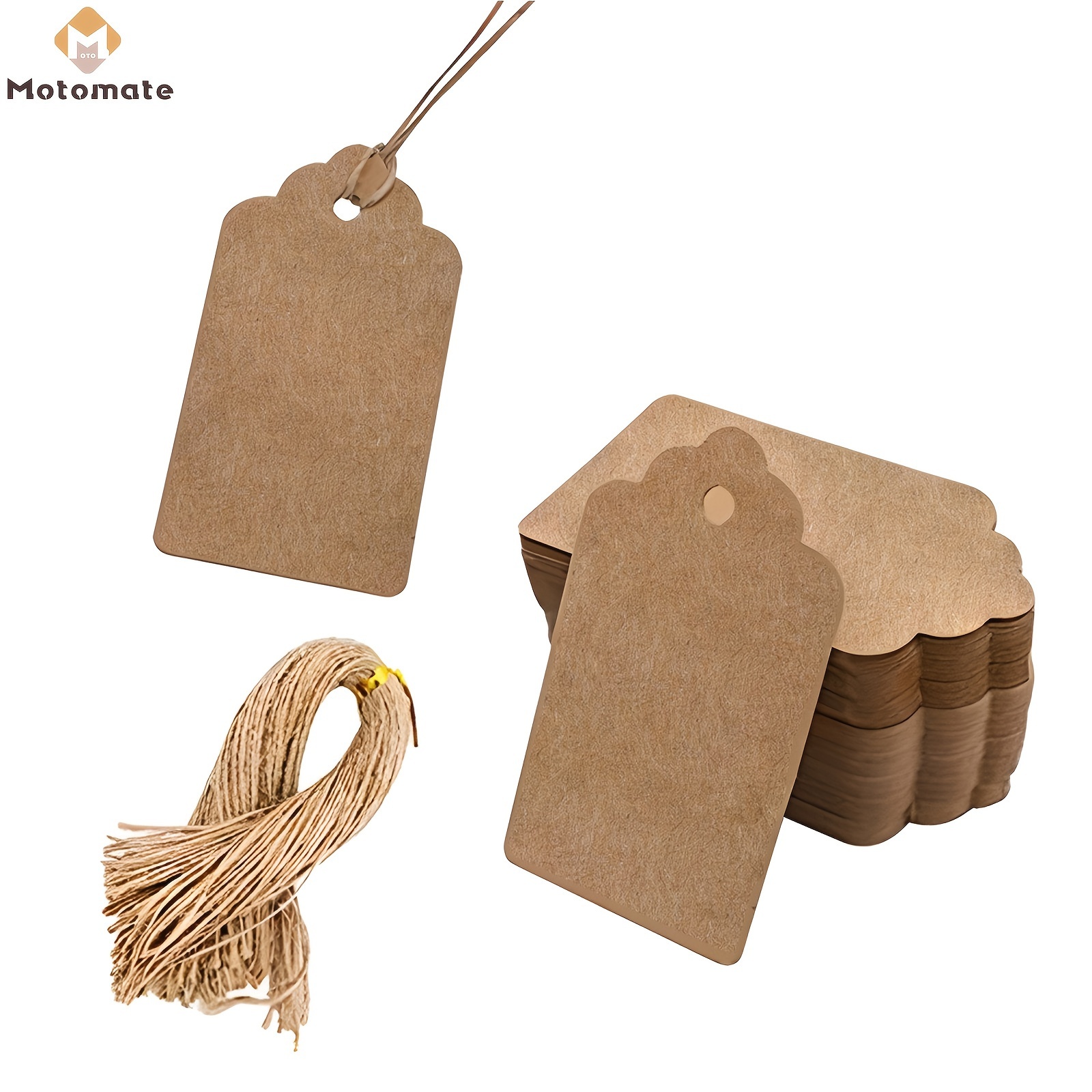 

100pcs Motomate Brown Paper Gift Tags String - Blank, Unfinished Tags For Messages, Price Tags & Gift Wrapping, Christmas Gift Tags