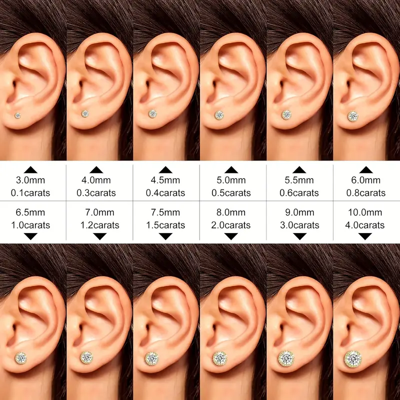 2pcs 2ct 2 moissanite stud earrings screw back 8mm 4ct s925 sterling silver     wedding birthday anniversary new year gift mothers day gift Product details 6