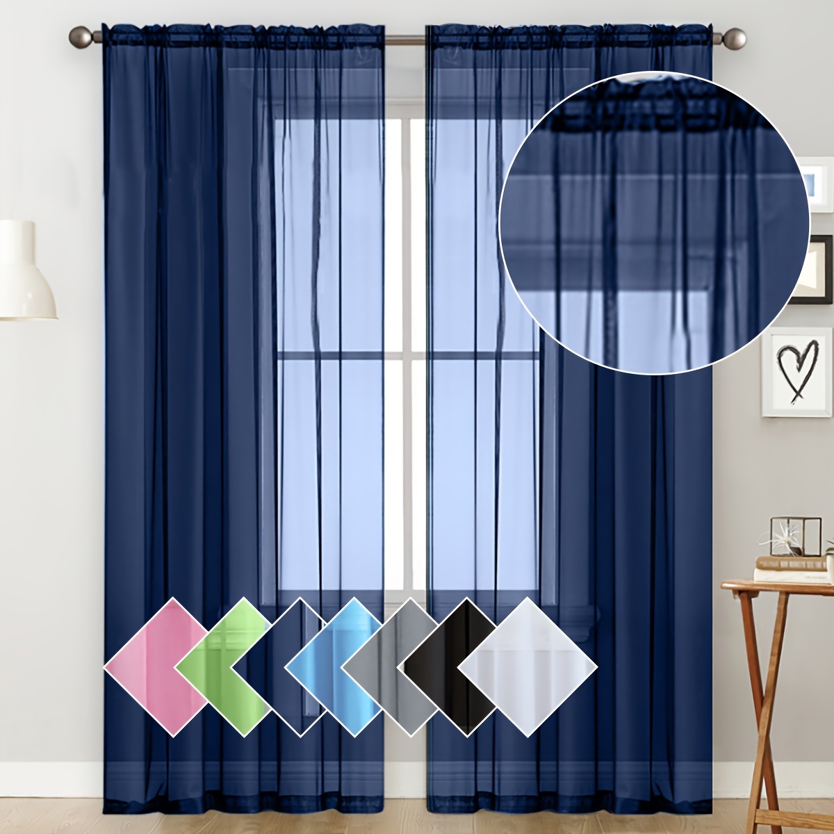 classic rod pocket sheer curtain panel   polyester   fabric lightweight yarn   decorative door panel machine washable uncorded clear   theme for living room and restaurants 1 panel details 4