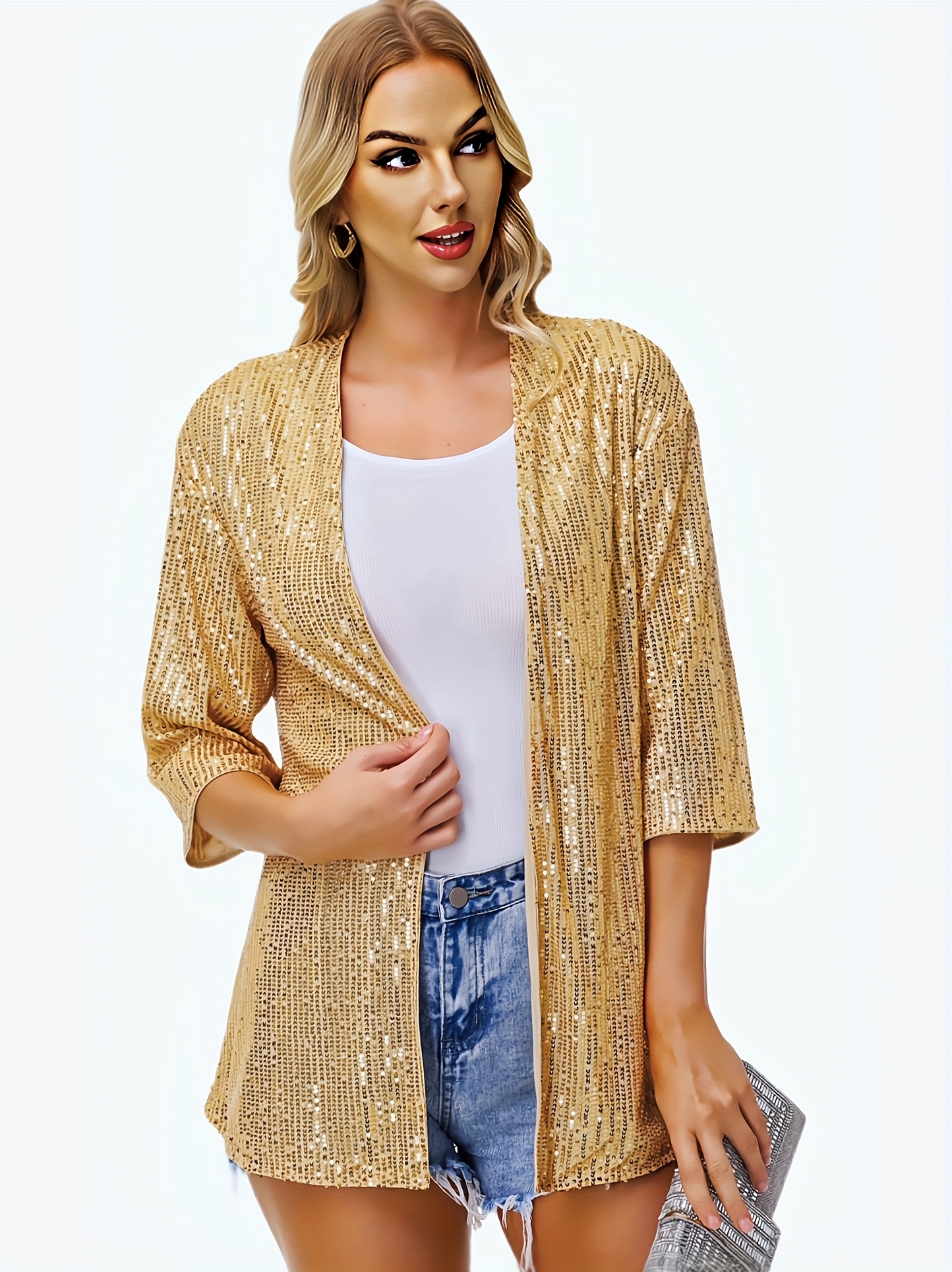 sequin cardigan sold on Temu United States