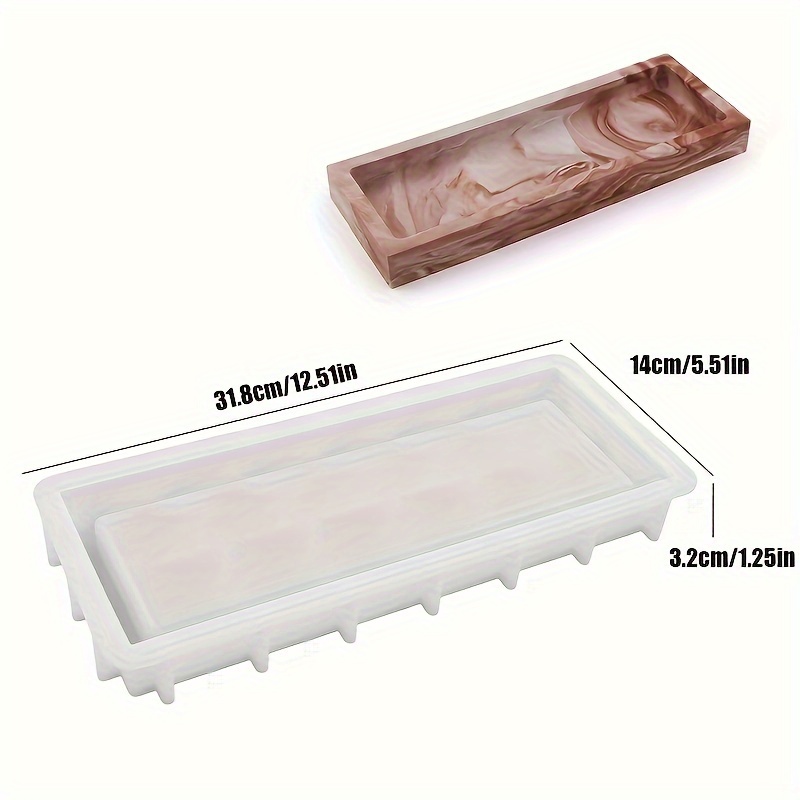 Image of Silicone Mold For Resin, Designed For A Large Rectangular Storage Tray. This Versatile Crafting Mold Used For Resin, Plaster, And Concrete, Making It Ideal For Home Décor Projects Without The Tools