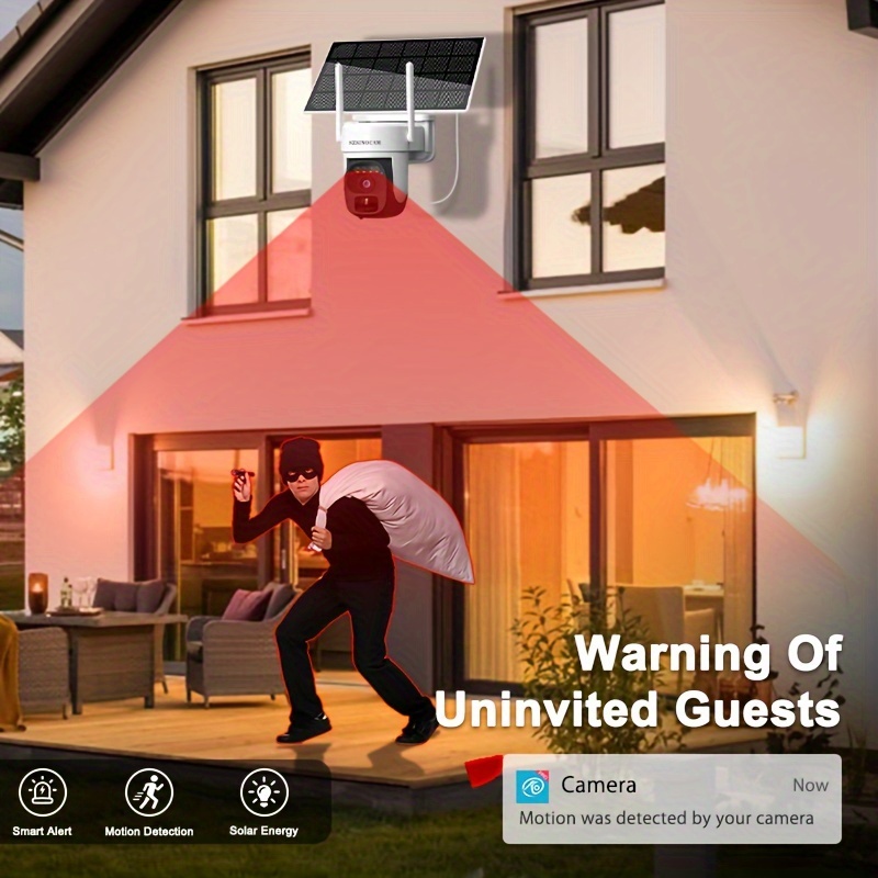 4pcs solar security cameras with spotlight siren color night vision motion detection 2 way audio no wifi needed 2k 3mp outdoor surveillance for perfect gift for christmas halloween thanksgiving white details 4