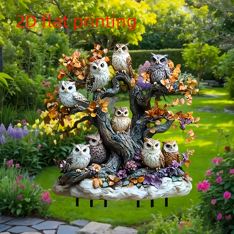 

2d Flat Printing Art Deco Owl Garden Sign - No Electricity Required, Easter Celebrations, Outdoor Decorations, And Gardens