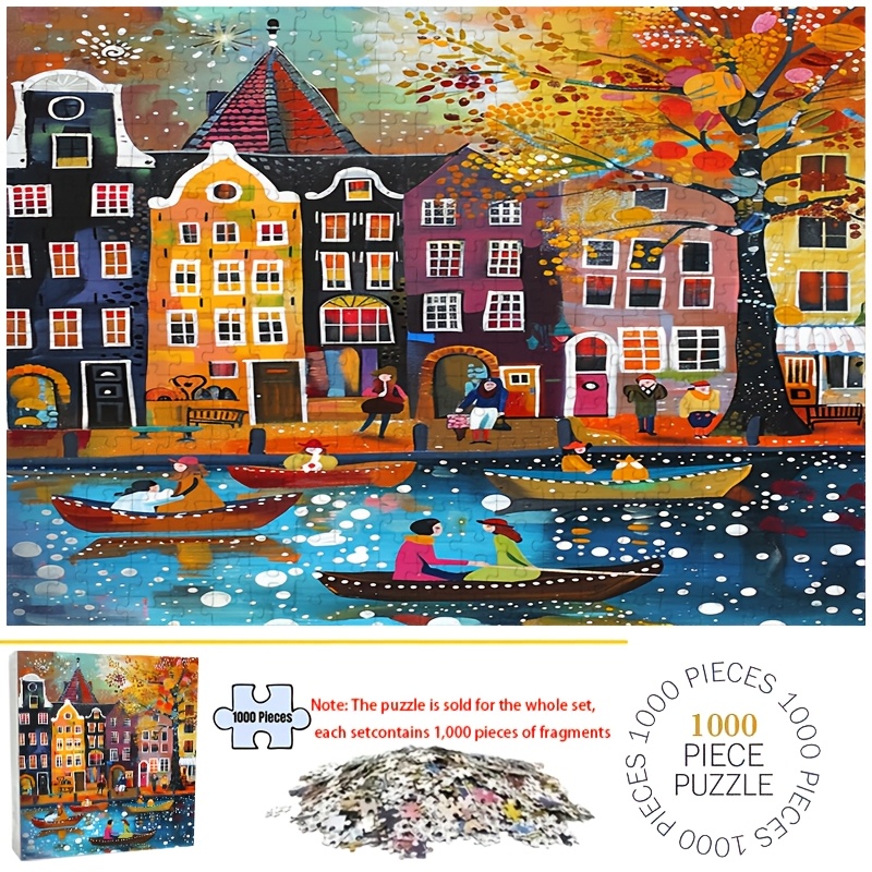 

1000 pièces de puzzle scénique pour adultes - Puzzle en , puzzle portable, parfait pour Thanksgiving, Noël, An, Saint-Valentin, niveau de débutant