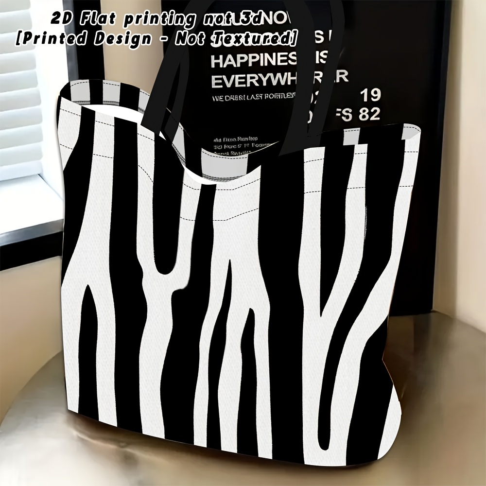 TEMU 2d Flat Printing Not 3d [printed Design - Not Textured] Women's Shoulder Bag, Zebra Women's Shoulder Bag, Daily Use, Multi-functional Handbag,