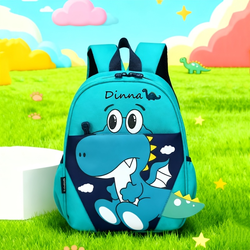 TEMU Tailored And Adjustable Student Backpack Featuring A Trendy Dinosaur Design, Available With 4 Unique Dinosaur-themed Text Options. Adorable And