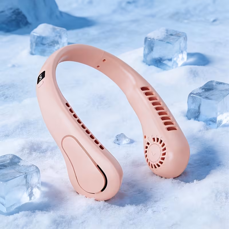 usb fan cooling neck fan size adjusted at will 4pcs color option 5 speed adjustable wind speed 1200mah lithium battery dual silent motor led display outdoor summer and back to school type b 10