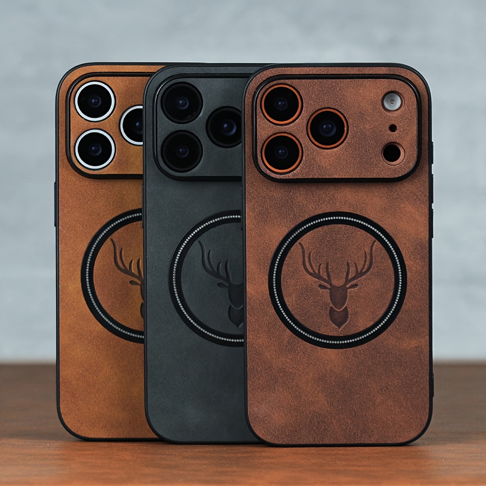 capa para celular: capa     em pele sintética de   compatível com iphone 17 pro   16 15 14 13 12 11 pro   carregamento sem fio magnético capas 17 pro max moldura   estampa de cabeça de   capa antichoque detalhes 0