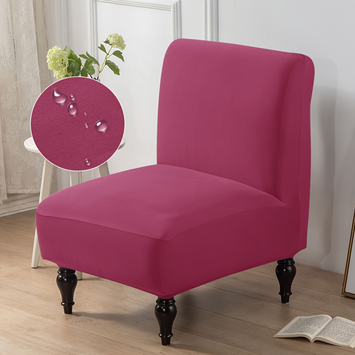 TEMU 1 pièce Housse de chaise duveteuse extensible en tissu Y Fiber, protège-fauteuil inclinable simple, protège-pouf inclinable style enveloppement