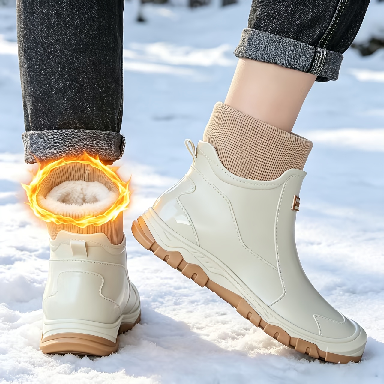 Unisex Lined Short Rain Boots for Autumn/Winter