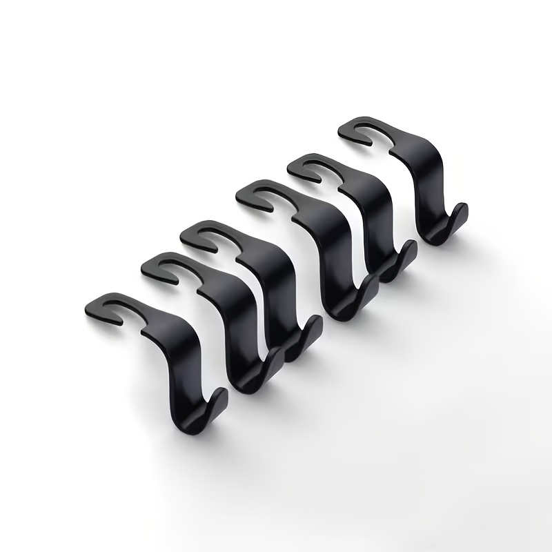 TEMU 6 Heavy-duty Car Seat Back Hooks Suitable For Suv/truck - Shaped Top Hook With Thick Plastic Hook, Rotatable And Space Saving Hidden Storage, -