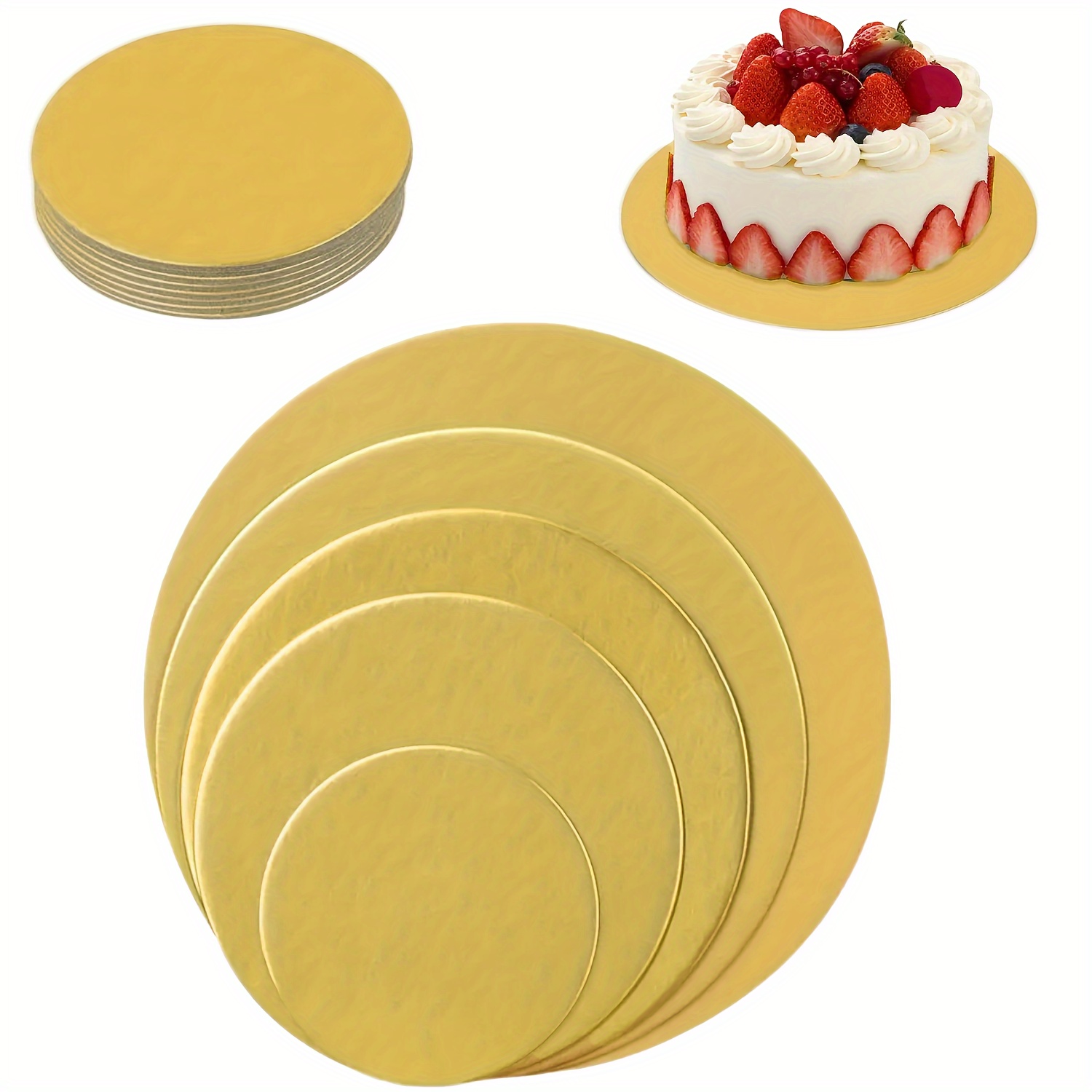 

10-pack Golden Round Cake Boards, Grease-proof Cardboard Cake Plates, Sturdy & Moisture Resistant For Wedding, Birthday, Christmas, Halloween, Easter, Hanukkah, Thanksgiving Decorating & Display