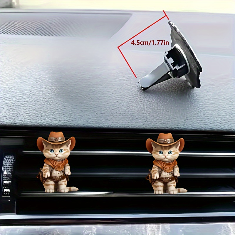 

1pc Cute Western Cowboy Cat Car Vent Clip Air Freshener, Acrylic Auto Air Outlet Fragrance Decoration, Vehicle Interior Perfume Freshener - Balm/compressed Scent Tablet/incense Stick Compatible