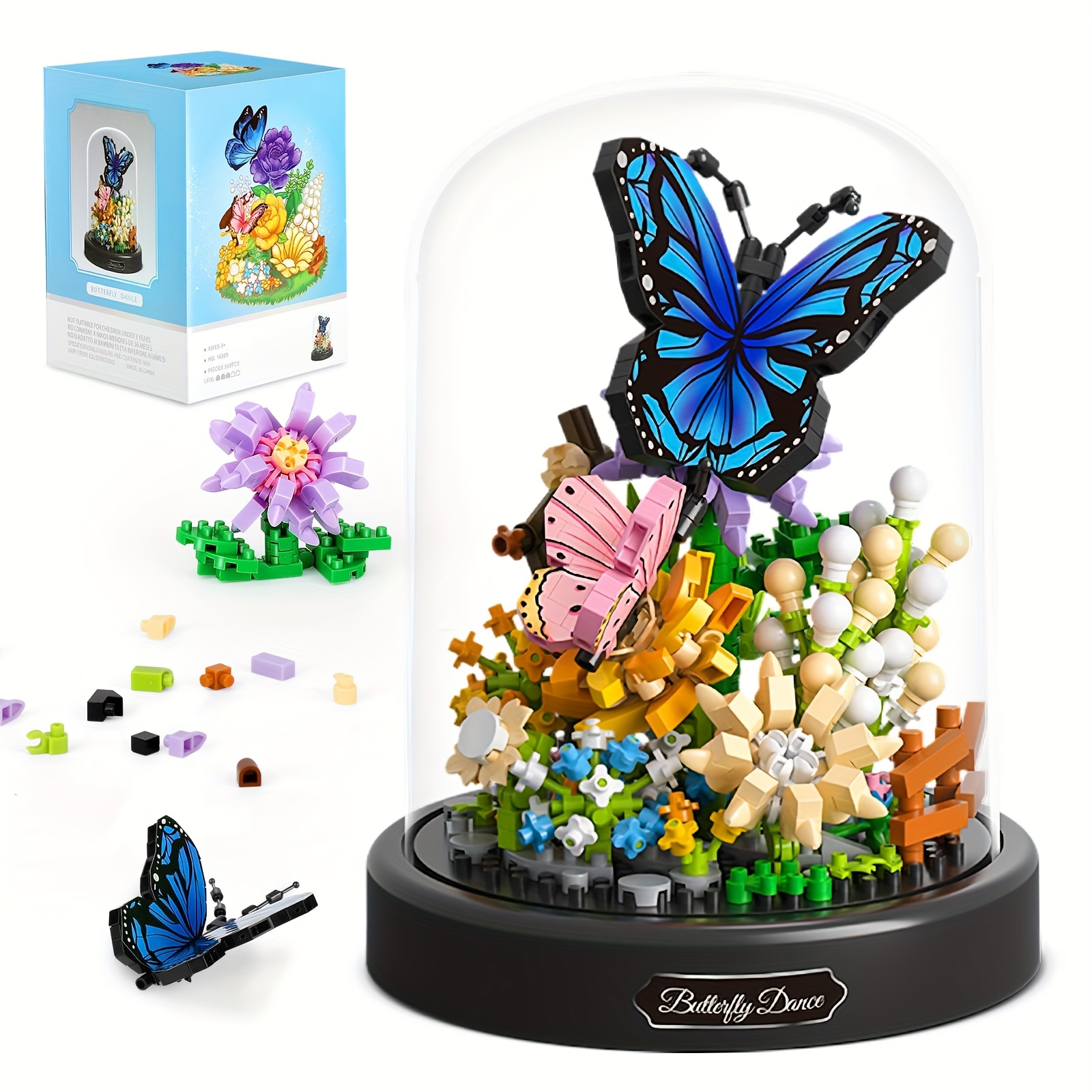 

& Floral Building Set With Dust Cover - And , Abs Resin, Ideal Birthday Or Valentine's Gift