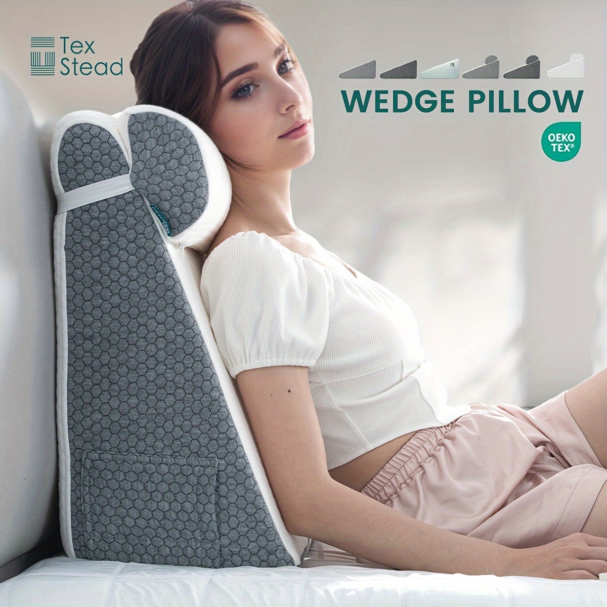 

1/2 Pcs Memory Foam Bed Wedge Pillow/neck Pillow For Back, Leg, And Knee - Triangle Pillow With Removable Cover
