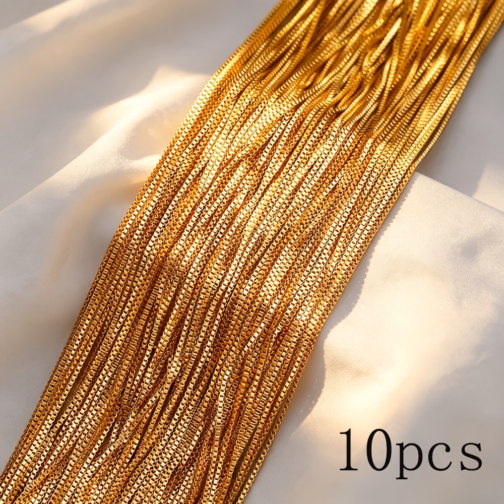 TEMU Collana a catena a scatola quadrata da 10 pezzi in acciaio inossidabile premium regolabile stile da 1,2 mm, con catena di prolunga 5 cm, unisex,
