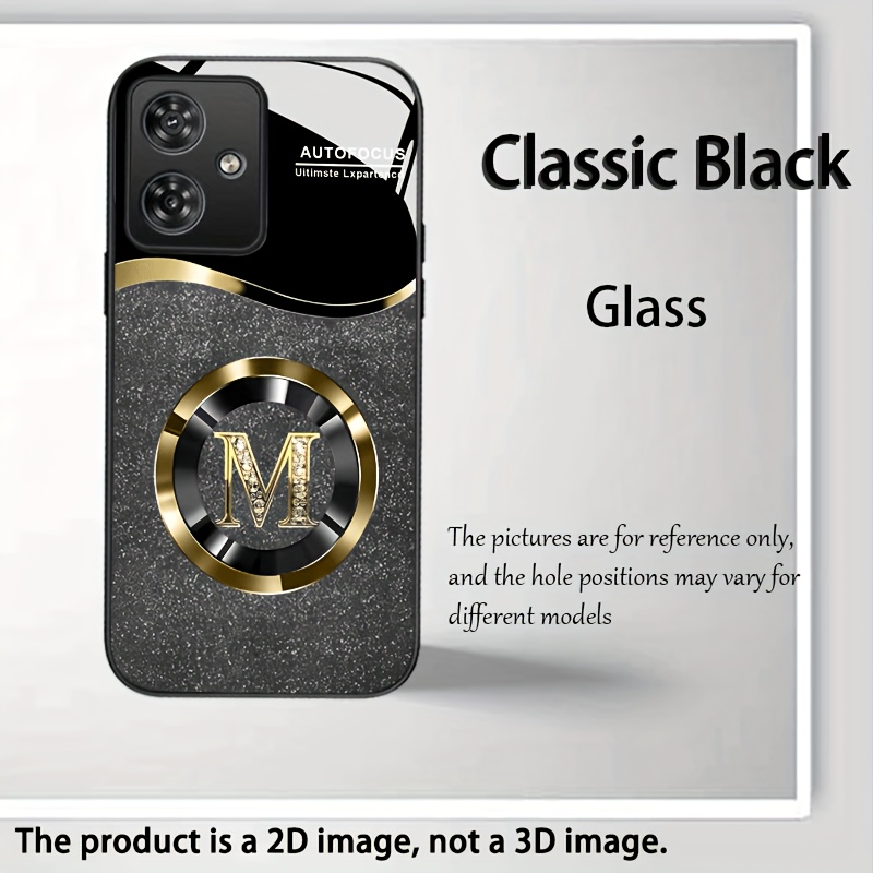 TEMU Phone Case: 2dflat Stylish Tempered Glass Phone Case With High-value Letter "m" Pattern, Suitable For Moto G54, G64, G84 5g, G85 5g, G24 4g/moto