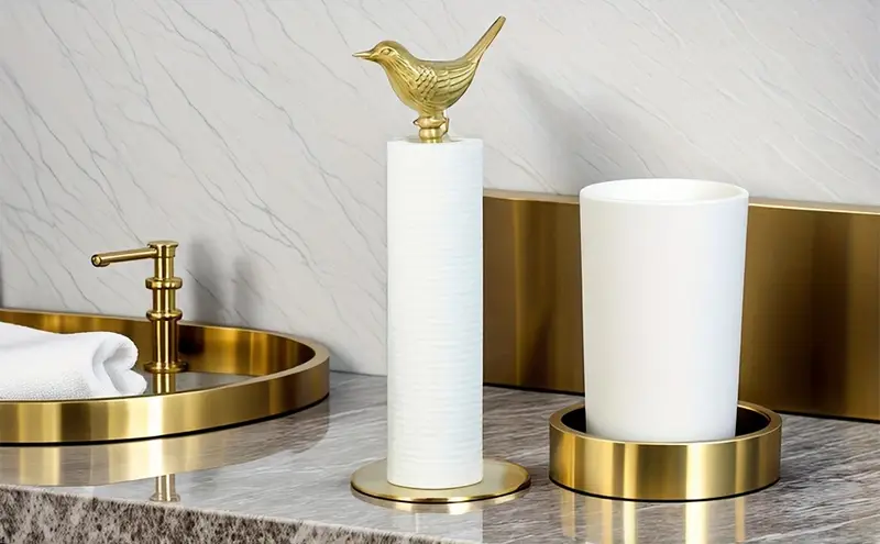 1pc elegant brass bird shaped paper roll holder durable copper material vertical tissue dispenser with sturdy base ideal for kitchen bathroom decor perfect festival gift bathroom accessory decor durable construction paper towel holder Product details 3