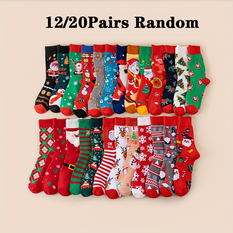 

12/20 Pairs Printed , Christmas Gifts Mid For Fall & , 's Stockings & Hosiery